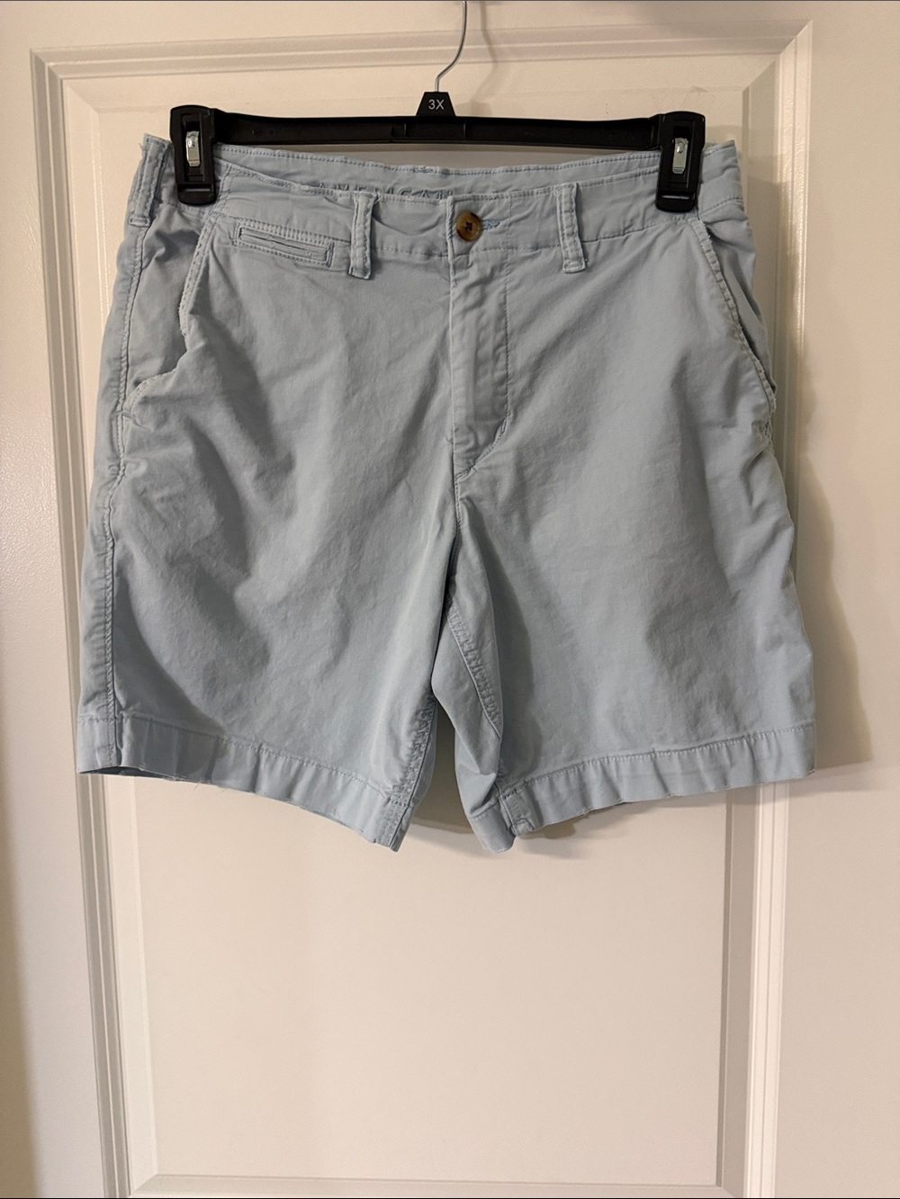 American Eagle Outfitters Pale Blue Flat-Front Chino Shorts